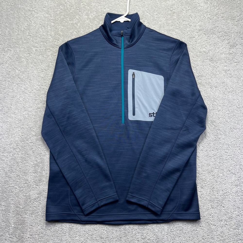 Stio Pullover Jacket Mens Large Navy Blue Wilcox Fleece Half Zip Activewear